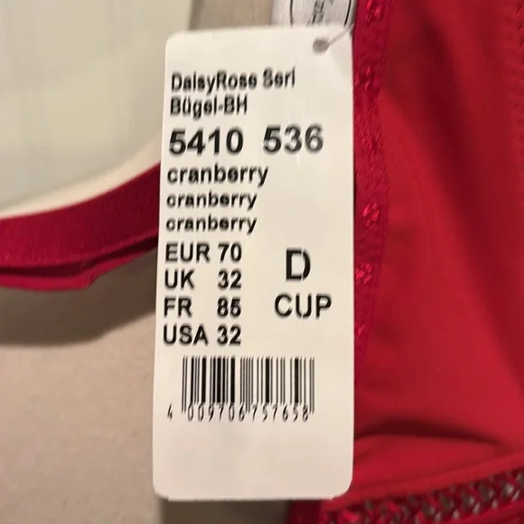 NWT Rosa Faia Cranberry Daisy Rose Underwire Bra 32D - Picture 5 of 6